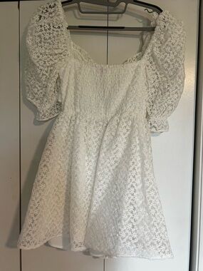 Buddy Love White Floral Eyelet Puff Sleeve Dress